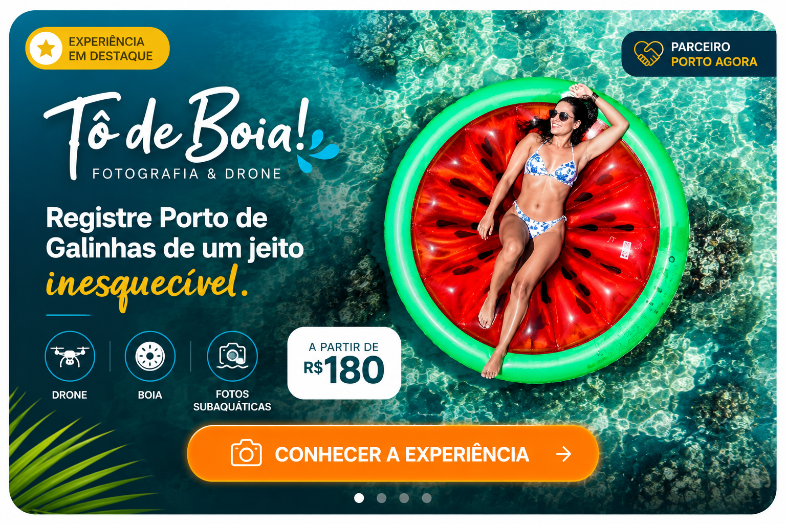 Tô de Boia! — experiência de fotografia com drone e fotos subaquáticas em Porto de Galinhas
